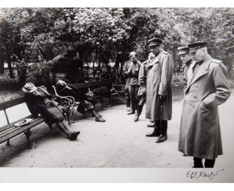EVGENY KHALDEI (1917-1997) DECEASED GERMAN FAMILY IN VIENNA 1945. Two monochrome prints, both signed lower left by the artist