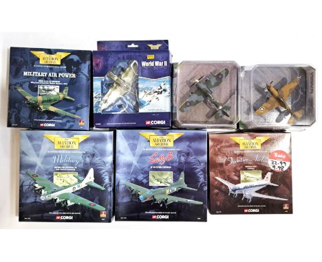 Corgi, "Aviation Archive" a boxed mixed scale group to include AA35201 (Legends) P-40F Warhawk, AA32503 (World War II - Europ