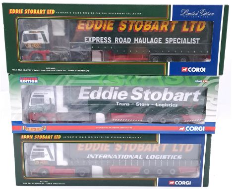 Corgi, a boxed group of 1/50th scale Truck/Trailer models to include CC13415 MAN TGA XXL Curtainside "Eddie Stobart" and othe