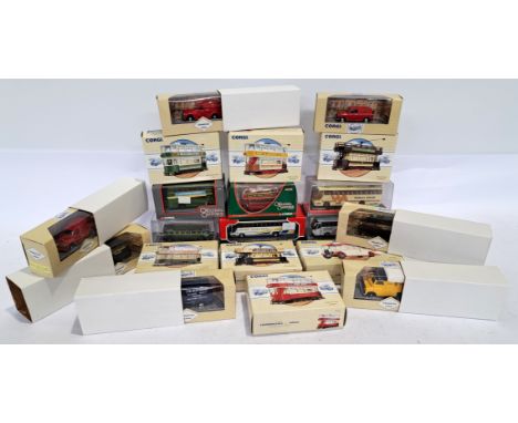 Corgi, a boxed group of Trams &amp; Buses to include 98152 Closed Top Tram "Glasgow"; Original Omnibus 97851 Bristol K6A Hant