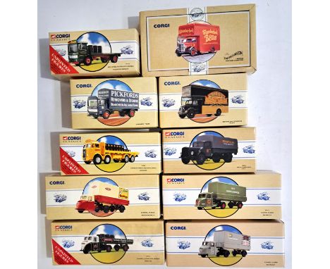 Corgi Classics, a boxed Commercial group to include 97370 AEC 4 Wheel Flatbed "Federation Brewery" and similar. Conditions al