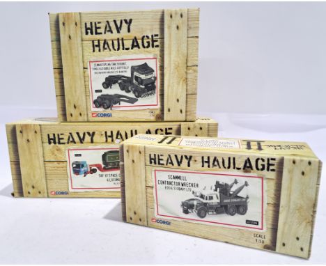 Corgi "Heavy Haulage", a boxed 1:50 scale group to include CC13213 DAF XL Space Cab, 3 Axle Low Loader &amp; Locomotive Tende