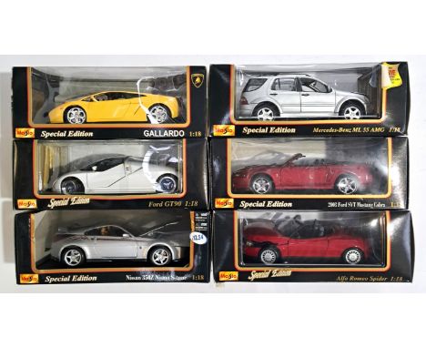 Maisto, a boxed 1:18 scale group to include 2003 Ford SVT Mustang Cobra and others. Although unchecked for completeness condi