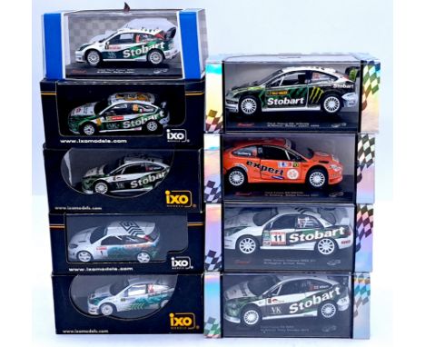 Saico &amp; Ixo, a boxed rally car group to include Saico "Motorsport Series" 1/32 scale 2006 Subaru Impreza WRX STI British 