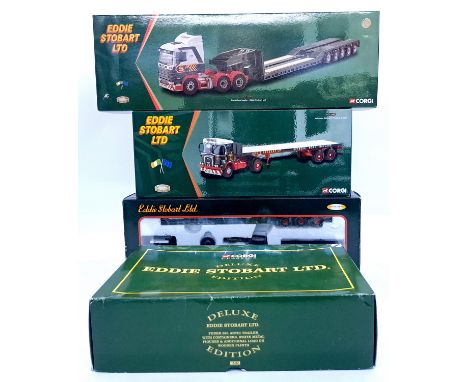 Corgi, a boxed Eddie Stobart group to include CC12203 Scania Low Loader plus others. Conditions generally appear to be Good t