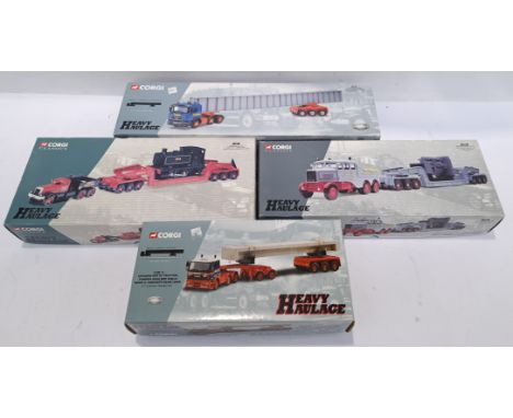 Corgi, a boxed group of 1:50 Scale "Heavy Haulage" Vehicles. Includes Leyland DAF 85 Tractor "G.C.S Johnson (Skeeby) Ltd" wit