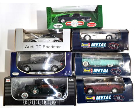 Revell, Anson, Britains and similar, a boxed 1:18 scale group to include Britains Collectibles (Classic Car Collection) Trium