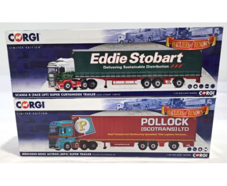 Corgi, a boxed (Haulers of Renown) 1:50 scale pair of commercial cars to include CC13747 Scania R (Facelift) Super Curtainsid