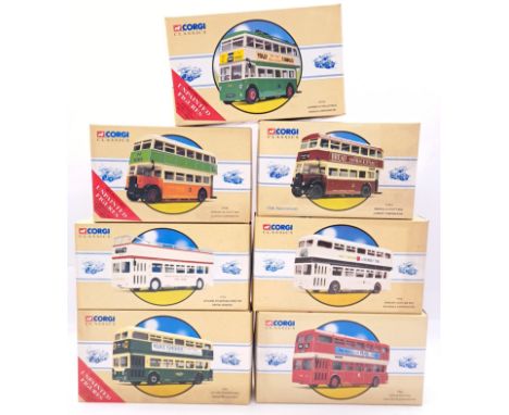 Corgi Classics, a boxed bus group to include 97336 Daimler CW Utility Bus "Glasgow Corporation" and similar. Conditions altho