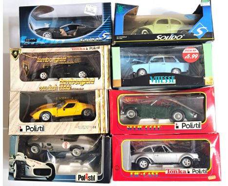 Polistil, Solido &amp; Vitesse, a boxed 1:18 and similar scale group to include Polistil Mercedes-Benz RW196, Solido Aston Ma