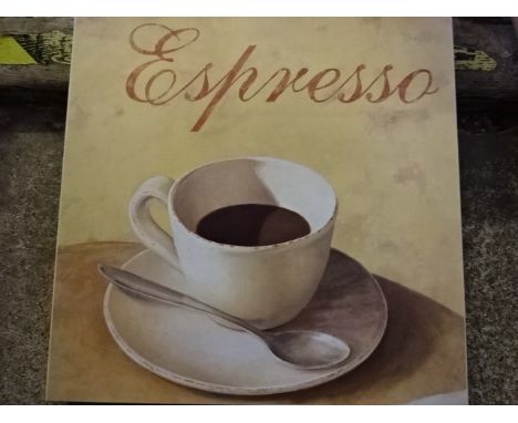 2 modern pictures, Dupre print of a lady and espresso sign