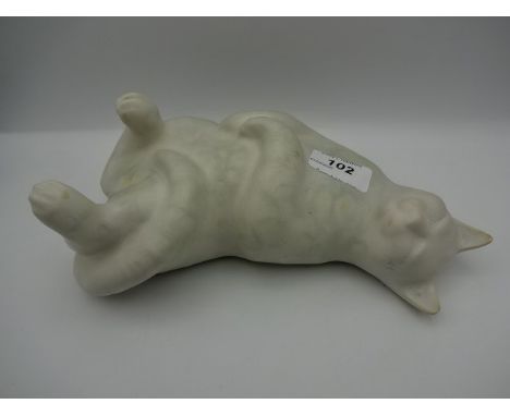 Hand made Moorside design Wellington ceramic cat, 23cm long