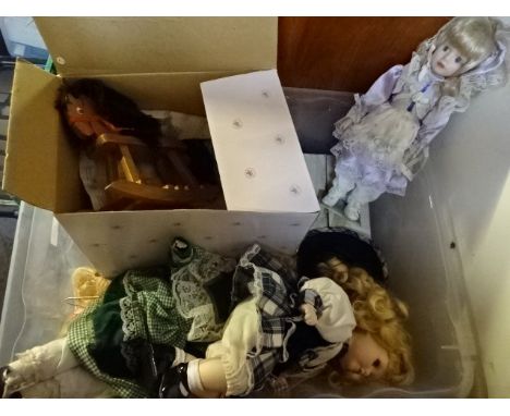 Quantity of around 20 ceramic and other dolls