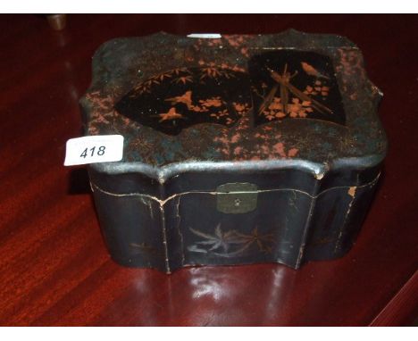 Oriental Tea Caddy 9 inches wide 5 tall