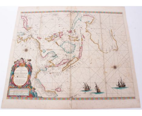 Pieter Goos (c. 1616-1675), hand-coloured map - ‘Paskaerte Zynde t’Oosterdeel Van Oost Indien’, 1666, 45cm x 55cm.Condition r