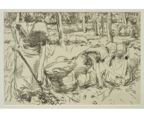 Harry Becker (1865-1928) - lithograph - The Potato Pickers, in glazed frame, 37cm x 54cm Provenance: The Wildlife Art Gallery