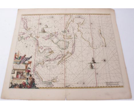 Frederick de Wit (1610-1698), hand-coloured map - ‘Indiarum Orientalium...Oost Indien’, 1680, 45cm x 55cmCondition report: lo