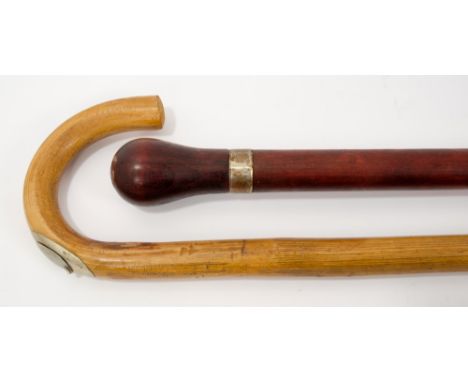 Unusual late 19th / early 20th century cane walking stick with concealed horse measuring stick, the folding L-shape measuring