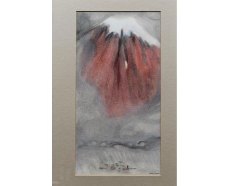 Daphne Reynolds (1918-2002) pair of pastels - In The Shadows of Mount Fuji, signed, in glazed frames, 39cm x 20cm NB: Reynold