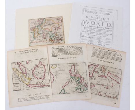 Robert Morden (d. 1703), three hand-coloured miniature maps - ‘Isles of Sonde’; ‘Philippine Islands’; ‘Molucca Isles’ each wi