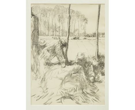 Harry Becker (1865-1928) lithograph - Working in the fields, in glazed frame, 57cm x 41cm Provenance: The Wildlife Art Galler