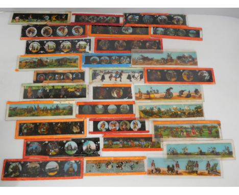 A collection of coloured magic lantern slides 