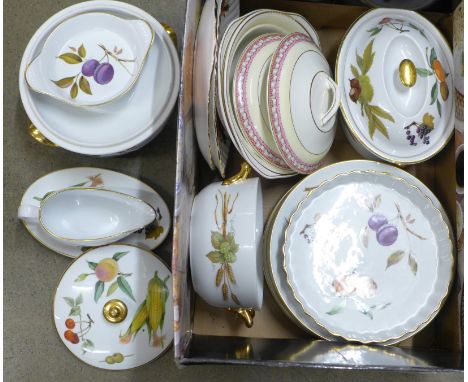 Royal Worcester Evesham table wares, Portland pottery tureens and two Yuletide bread and butter plates **PLEASE NOTE THIS LOT