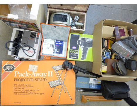 Cameras and camera equipment including a light meter, tripod, cine camera, lenses including Pentax 28-80, etc.**PLEASE NOTE T