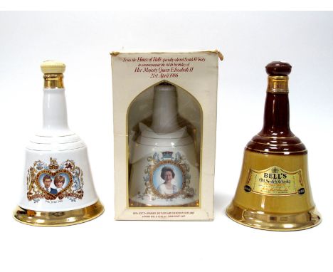 Whisky - Bell's Scotch Whisky Bell Decanters, to commemorate the 60th Birthday of Her Majesty Queen Elizabeth II, (boxed) and