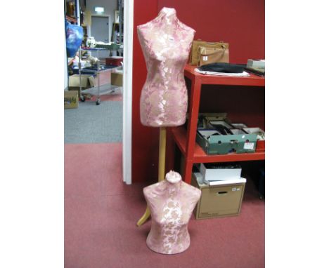 A Modern Mannequin, on wooden tripod base, a further mannequin and a small clothes rail on castors. (3)