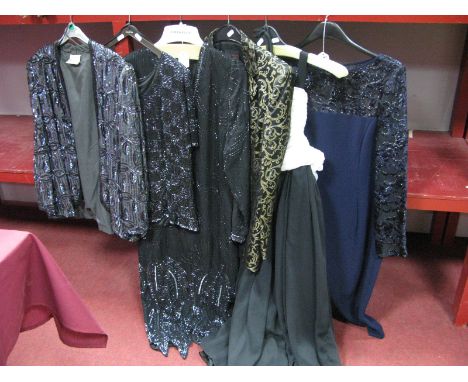 A Collection of Evening Wear, including an 'After Six by Roland Joyce' cocktail dress with sequin and bugle bead trim; two Fr