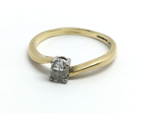 An 18ct yellow gold and diamond solitaire ring, approx 0.33ct, ring size approx O/P