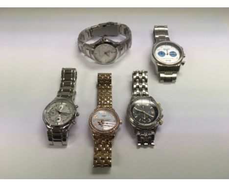 Five various watches including Rotary, Giordano and others.