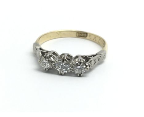 A 1930s three stone diamond ring, size approx K/L