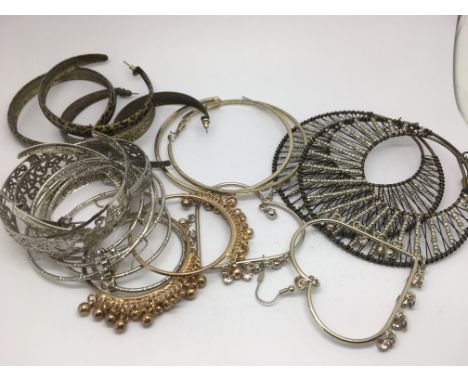 A collection of vintage large hoop earrings - NO RESERVE