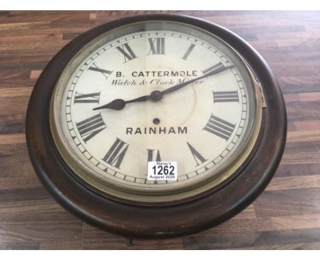 A cased wall clock with painted dial for B.Cattermole, watch and clock maker, Rainham. 41cm diameter - NO RESERVE
