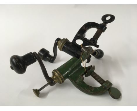 Two 19th century gun cartridge loading tools fitted for table tops