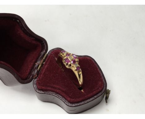 A 1920s 18ct gold Ruby and diamond set ring, 2.3g, N.