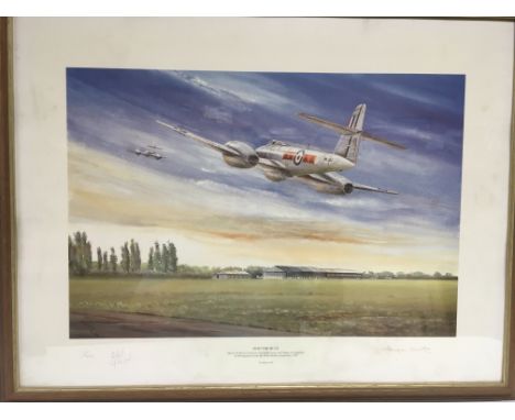 Three signed limited edition prints of military aircraft including 'Into The Blue' by Stephen Smith, 'First Home' by Thomas G