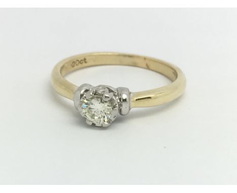 A 9ct yellow gold and diamond solitaire ring, approx 0.20ct, ring size approx L/M