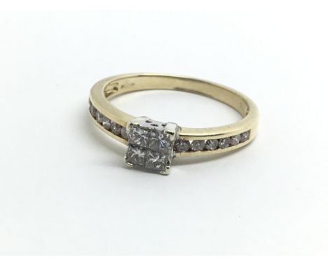 A 9ct yellow gold and diamond ring, approx 0.5ct, ring size O