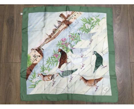 A Vintage 1960s scarf by GUCCI - Florence City design with pigeons.