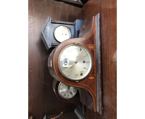 A Victorian slate mantle clock and 2 Edwardian mantle.