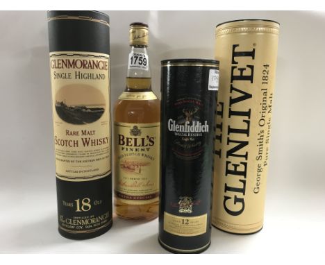 Four Scotch whiskeys