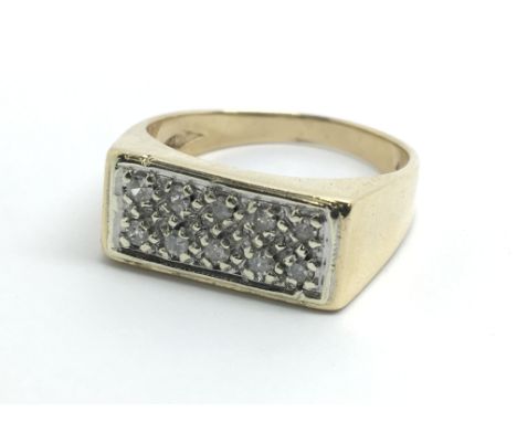 A 9ct yellow gold and diamond signet ring, size approx R/S