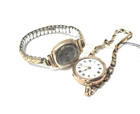 Two vintage 9carat gold cased ladies watches with gold plated bracelet straps not seen working