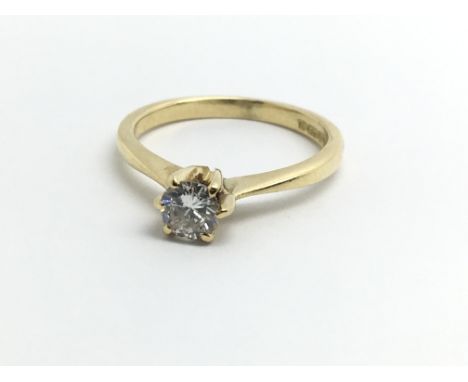 An 18ct yellow gold and diamond solitaire ring, approx 0.33ct, size approx H