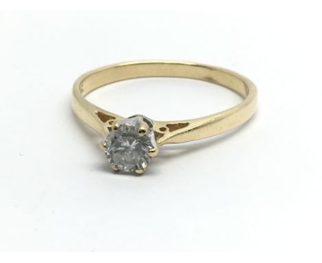 An 18ct yellow gold and diamond solitaire ring, approx 0.5ct, size approx P/Q