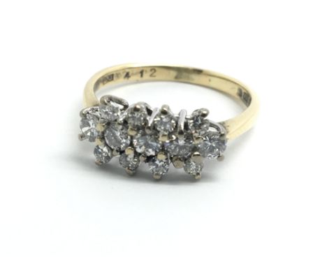 An 18ct yellow gold and diamond cluster ring, approx 0.5ct, ring size approx L/M