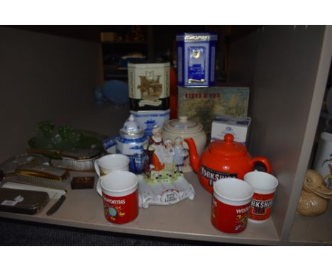 A selection of kitchen advertising wares including Lavender soap dish and Yorkshire teapot